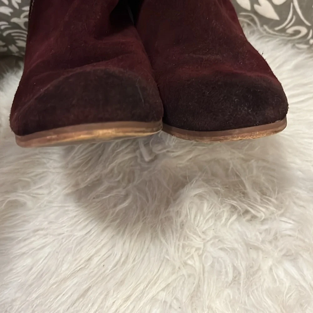 BP Bugundy Maroon Merlot Red Suede Leather Ankle Boots Booties Sz 7